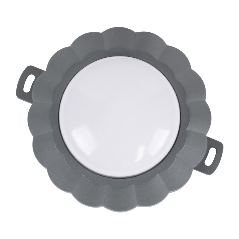 GloboStar® WALLLIGHT-MONA 90628 Φωτιστικό Τοίχου - Απλίκα Point Light LED 6W 660lm 360° DC 24V Αδιάβροχο IP65 Φ11 x Υ6.5cm Θερμό Λευκό 3000K - Γκρι Ανθρακί - 3 Years Warranty