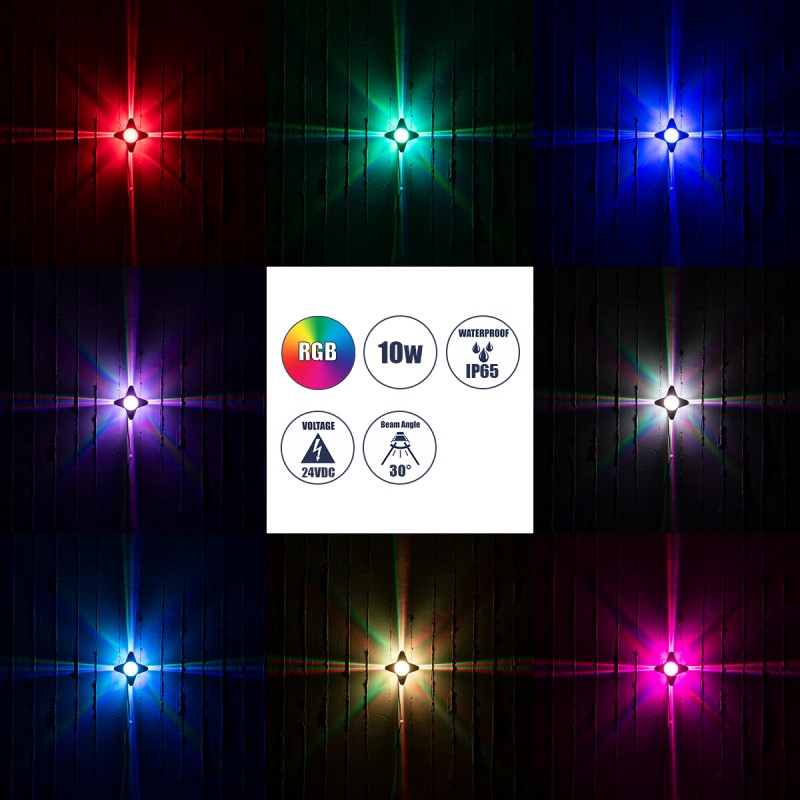 GloboStar® WALLLIGHT-CINA 90659 Φωτιστικό Τοίχου - Απλίκα LED 10W 1000lm 10° AC 220-240V Αδιάβροχο IP65 Μ18.5 x Π18.5 x Υ8.5cm με Αυτόματα Προγράμματα Εναλλαγής Χρωμάτων Πολύχρωμο RGB - Μπεζ της Άμμου