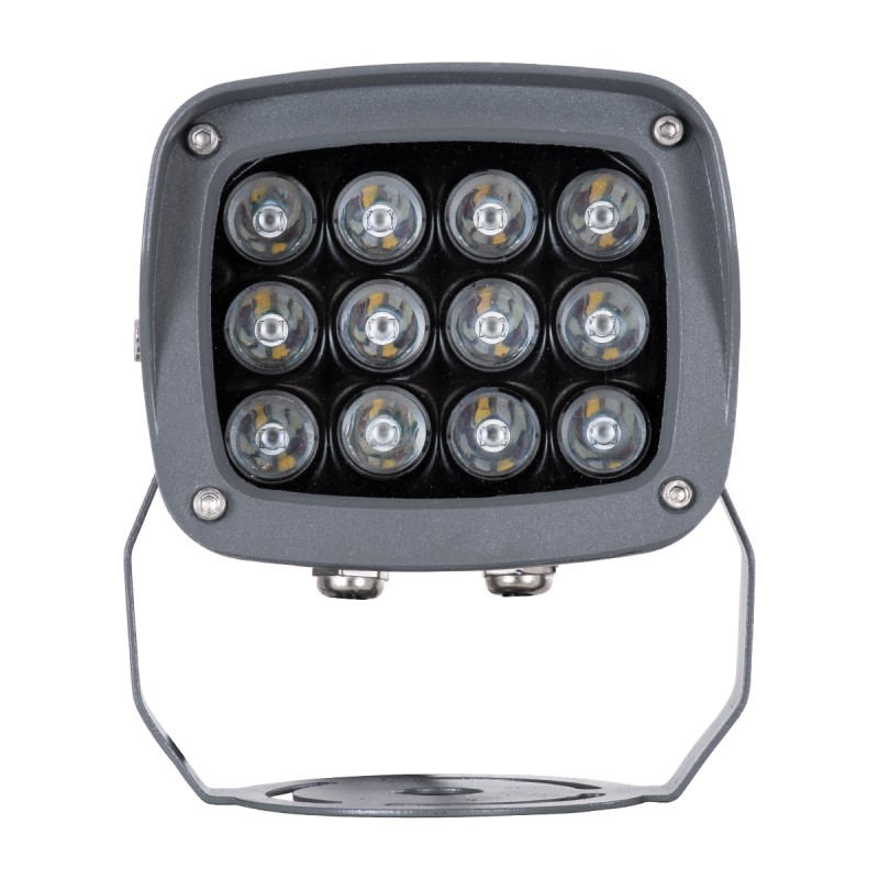 GloboStar® FLOOD-XENA 90699 Προβολέας Wall Washer με Αντιθαμβωτική Γρίλια για Φωτισμό Κτιρίων LED 24W 2040lm 10° DC 24V Αδιάβροχο IP65 L13 x W11 x H15cm RGBW DMX512 - Γκρι Ανθρακί - 3 Years Warranty