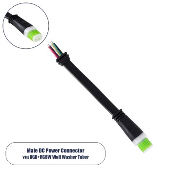GLOBOSTAR® WWCONNECTOR 90708 5 Pin Σύνδεσμος Τροφοδοσίας για Wall Washers & Προβολείς με Είσοδο 5 x 0.25mm2 & Έξοδο 1 x Αρσενικό Βύσμα Αδιάβροχο IP65 - Μαύρο - Μ11 x Π2 x Υ1.2cm