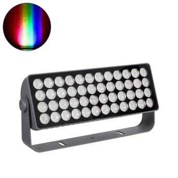 GLOBOSTAR® FLOOD-TURBO 90733 Προβολέας Wall Washer για Φωτισμό Κτιρίων LED 600W 33490lm 15° DC 24V Αδιάβροχο IP65 Μ50 x Π18.5 x Υ12.5cm Πολύχρωμο RGBW DMX512 - Γκρι Ανθρακί - 3 Χρόνι+C626α Εγγύηση