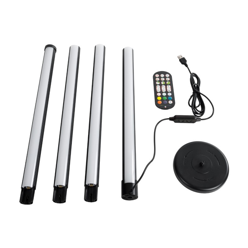 GLOBOSTAR® DIGICOLUMN 90764 Μοντέρνο Επιδαπέδιο Γραμμικό Ψηφιακό Φωτιστικό Digital Pixel Symphony Bar με RF Ασύρματο Χειριστήριο LED 16W 1280lm 180° DC 5V με USB 2.0 IP20 Πολύχρωμο RGB Dimmable - Μαύρο - Φ3 x Υ165cm - 2 Χρόνια Εγγύηση