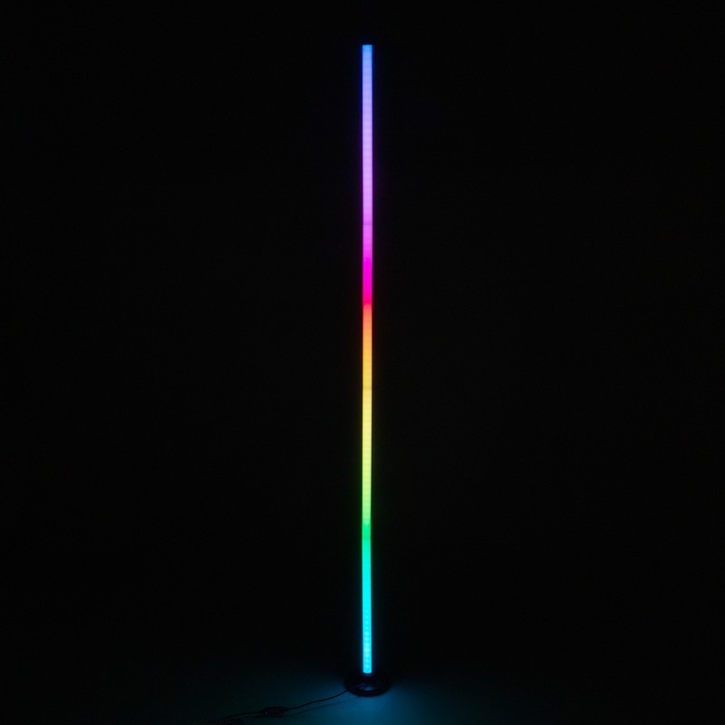 GLOBOSTAR® DIGICOLUMN 90764 Μοντέρνο Επιδαπέδιο Γραμμικό Ψηφιακό Φωτιστικό Digital Pixel Symphony Bar με RF Ασύρματο Χειριστήριο LED 16W 1280lm 180° DC 5V με USB 2.0 IP20 Πολύχρωμο RGB Dimmable - Μαύρο - Φ3 x Υ165cm - 2 Χρόνια Εγγύηση