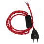 GLOBOSTAR® WHIP 91034 Μοντέρνο DIY Πλεκτό Καλώδιο με Διακόπτη On/Off AC 220-240V IP20 - Κόκκινο & Μαύρο - Μ150 x Π2.7 x Υ1.9cm