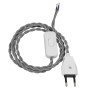 GLOBOSTAR® WHIP 91035 Μοντέρνο DIY Πλεκτό Καλώδιο με Διακόπτη On/Off AC 220-240V IP20 - Γκρι & Λευκό - Μ150 x Π2.7 x Υ1.9cm