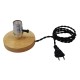 GloboStar® NOX 91046 Μοντέρνο Επιτραπέζιο Φωτιστικό Πορτατίφ Μονόφωτο 1 x E27 IP20 Μπεζ Ξύλο με Ασημί Μέταλλο - Μ12 x Π12 x Υ10.6cm GloboStar® NOX SILVER 91046 Μοντέρνο Επιτραπέζιο Φωτιστικό Γραφείου Κομοδίνου Μονόφωτο με Ντουί E27 Ασημί και Διακόπτη ON/OFF Δρύινο Φ4 x Υ9cm