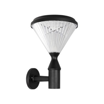 GLOBOSTAR® SOLARTIS 90527 Μοντέρνο Φωτιστικό Τοίχου - Απλίκα LED 10W 1000lm 180° με Ενσωματωμένο Φωτοβολταϊκό Panel 6V 5W & Επαναφορτιζόμενη Μπαταρία Li-ion 3.2V 6000mAh με Αισθητήρα Ημέρας-Νύχτας Αδιάβροχο IP65 Ψυχρό Λευκό 6000K - Sanan SMD Chip - Μα
