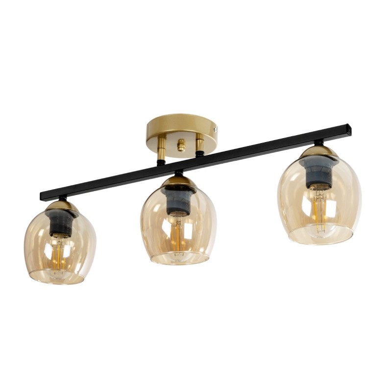 GLOBOSTAR® RADIUS 201-0122 Vintage Φωτιστικό Οροφής με Ντουί 3 x E27 AC 220-240V IP20 - Χρυσό, Μαύρο & Μελί- Μ60 x Π13 x Υ16cm