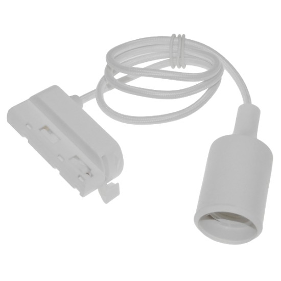 GloboStar S-40055 Διφασικός Connector 3 Καλωδίων με 1 Μέτρο Υφασμάτινο Καλώδιο και Ντουί E27 για Λευκή Ράγα Οροφής GloboStar S-40055 Διφασικός Connector 3 Καλωδίων με 1 Μέτρο Υφασμάτινο Καλώδιο και Ντουί E27 για Λευκή Ράγα Οροφής