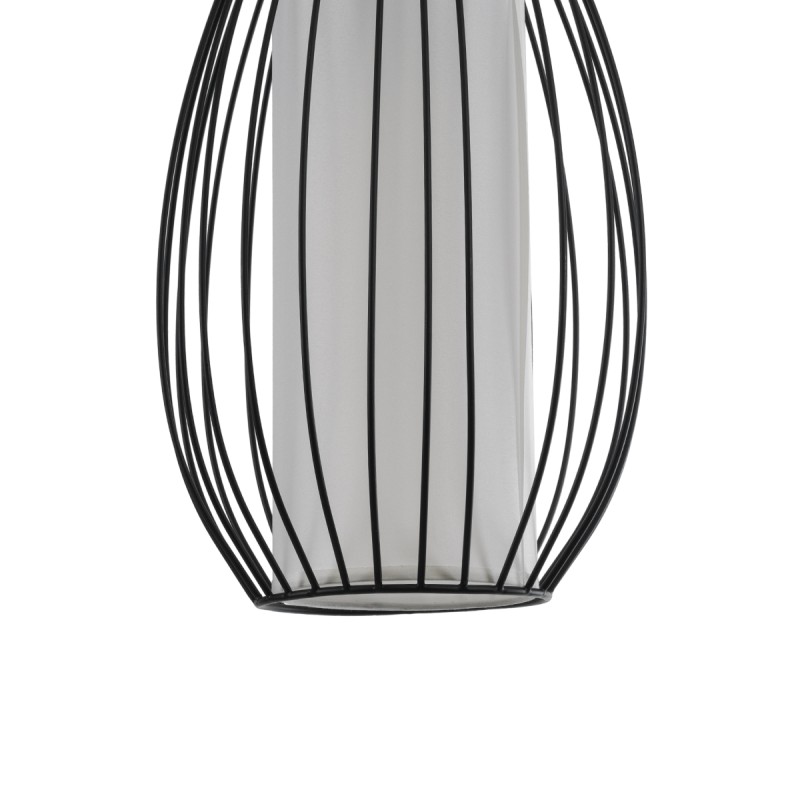 GloboStar® LILY 01561 Vintage Κρεμαστό Φωτιστικό Πλέγμα Μονόφωτο 1 x E27 IP20 Μαύρο Μέταλλο με Λευκό Ύφασμα - Μ90 x Π90 x Υ20cm