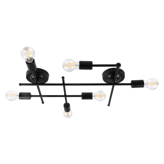 GloboStar® PIPING 00664-1 Vintage Φωτιστικό Οροφής Πλέγμα Πολύφωτο 6 x E27 IP20 Μαύρο Μέταλλο - Μ66 x Π9.5 x Υ49cm GloboStar® PIPING 00664-1 Vintage Φωτιστικό Οροφής Πλέγμα Πολύφωτο 6 x E27 IP20 Μαύρο Μέταλλο - Μ66 x Π9.5 x Υ49cm