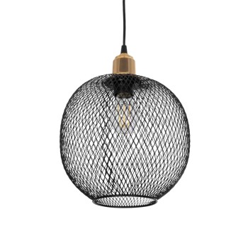 GLOBOSTAR® SOLUX 201-0019 Μοντέρνο Κρεμαστό Φωτιστικό Οροφής με Ντουί 1 x E27 AC 220-240V IP20 - Μαύρο & Χρυσό - Μ25 x Π25 x Υ32cm