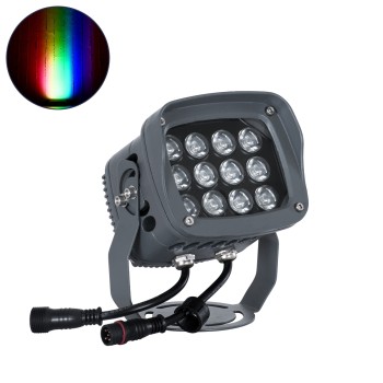 GLOBOSTAR® FLOODXENA 90699 Προβολέας Σποτ Wall Washer με Αντιθαμβωτική Γρίλια LED 24W 2040lm 10° DC 24V Αδιάβροχο IP65 Πολύχρωμο RGBW Dimmable DMX512 - Bridgelux SMD Chip - Γκρι Ανθρακί - Μ13 x Π11 x Υ15cm - 3 Χρόνια Εγγύηση