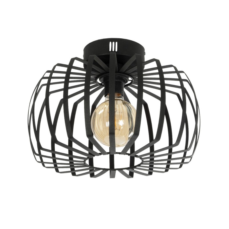GloboStar® STAR 202-0054 Μοντέρνο Φωτιστικό Οροφής Πλέγμα Μονόφωτο 1 x E27 IP20 Μαύρο Μέταλλο - Μ40 x Π40 x Υ27cm