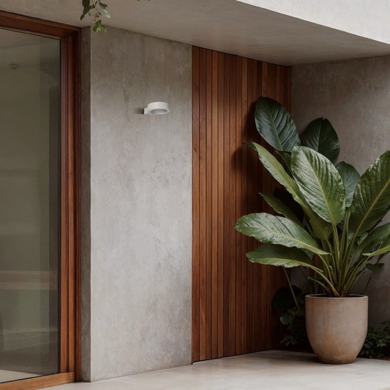 kelvo® AURA KLV-101-0115 Μοντέρνο Φωτιστικό Τοίχου - Απλίκα LED 7W 875lm 45° AC 220-240V Αδιάβροχο IP65 Θερμό Λευκό 2700K - Bridgelux COB Chip & TÜV SÜD Driver - Λευκό Ματ - Μ15 x Π13 x Υ4.5cm - 5 Χρόνια Εγγύηση