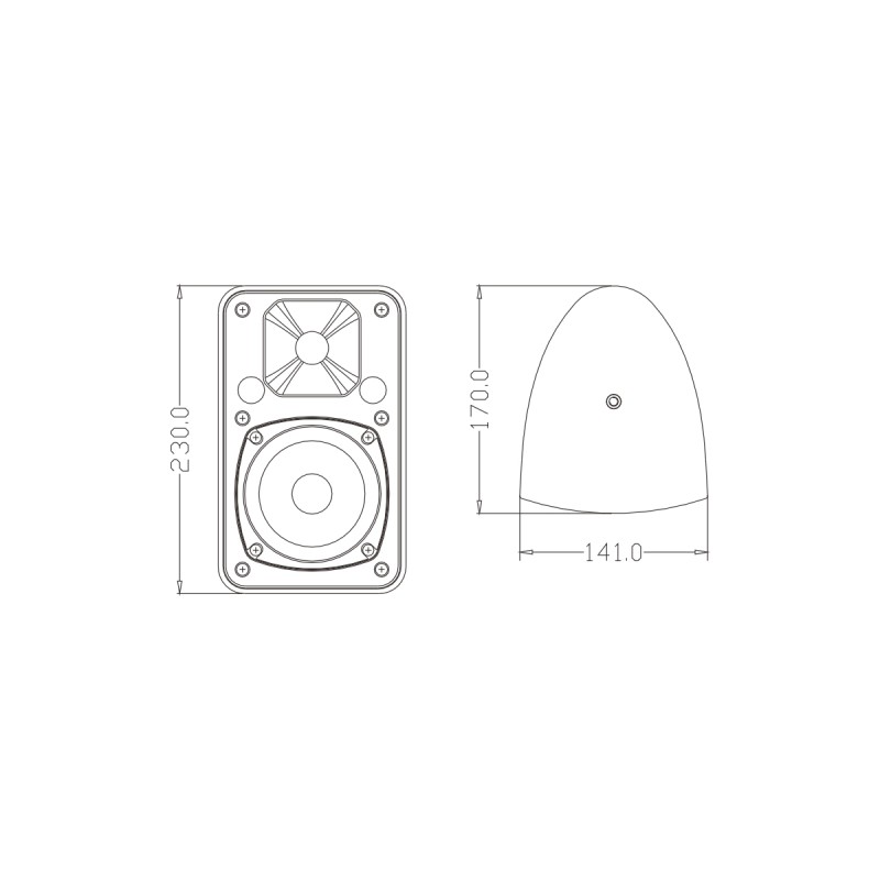 GloboStar® FDB ES104BT 98000 Facilities Speaker - Παθητικό Ηχείο Εγκαταστάσεων Επιτοίχιο με Μετασχηματιστή 100V & 16Ω - 40W RMS (160W Peak) - 1 x 4 Inches LF & 1 x 0.8 Inches HF - Αδιάβροχο IP65 - Μαύρο - Μ14.1 x Π17 x Υ23cm - Ζεύγος