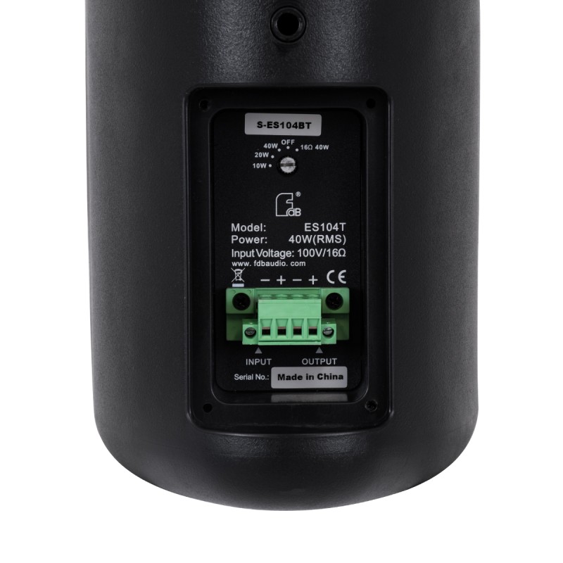 GloboStar® FDB ES104BT 98000 Facilities Speaker - Παθητικό Ηχείο Εγκαταστάσεων Επιτοίχιο με Μετασχηματιστή 100V & 16Ω - 40W RMS (160W Peak) - 1 x 4 Inches LF & 1 x 0.8 Inches HF - Αδιάβροχο IP65 - Μαύρο - Μ14.1 x Π17 x Υ23cm - Ζεύγος