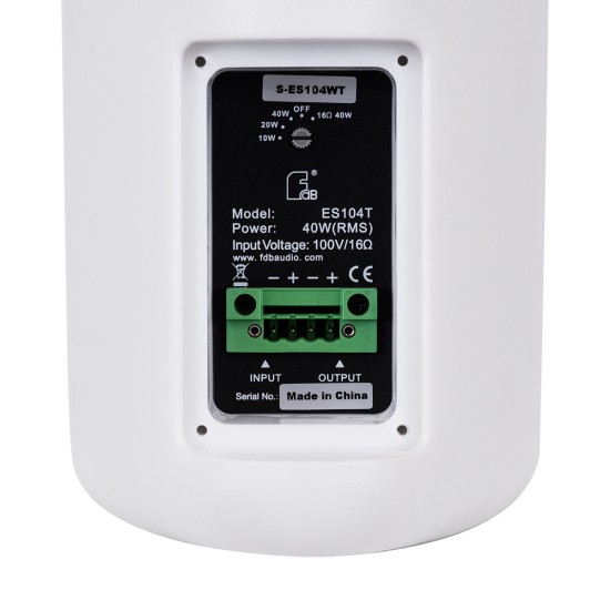 GLOBOSTAR® FDB ES104WT 98001 Επιτοίχιο Παθητικό Ηχείο Εγκαταστάσεων με Μετασχηματιστή 100V & 16Ω - 80W RMS (160W Peak) - 1 x 4" Inches LF & 1 x 0.8" Inches HF - Αδιάβροχο IP46 - Λευκό - Μ14 x Π17 x Υ23cm - Σετ 2 Τεμαχίων - 2 Χρόνια Εγγύη