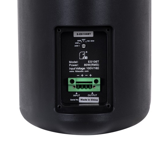 GLOBOSTAR® FDB ES106BT 98002 Επιτοίχιο Παθητικό Ηχείο Εγκαταστάσεων με Μετασχηματιστή 100V & 16Ω - 160W RMS (320W Peak) - 1 x 6" Inches LF & 1 x 1" Inches HF - Αδιάβροχο IP46 - Μαύρο - Μ18.2 x Π27.3 x Υ36.2cm - Σετ 2 Τεμαχίων - 2 Χρόνια 