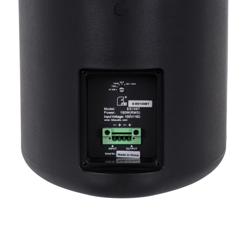 GloboStar® FDB ES108BT 98004 Facilities Speaker - Παθητικό Ηχείο Εγκαταστάσεων Επιτοίχιο με Μετασχηματιστή 100V & 16Ω - 150W RMS (600W Peak) - 1 x 8 Inches LF & 1 x 1 Inches HF - Αδιάβροχο IP65 - Μαύρο - Μ24 x Π28.5 x Υ45cm