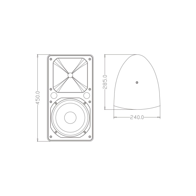 GloboStar® FDB ES108WT 98005 Facilities Speaker - Παθητικό Ηχείο Εγκαταστάσεων Επιτοίχιο με Μετασχηματιστή 100V & 16Ω - 150W RMS (600W Peak) - 1 x 8 Inches LF & 1 x 1 Inches HF - Αδιάβροχο IP65 - Λευκό - Μ24 x Π28.5 x Υ45cm