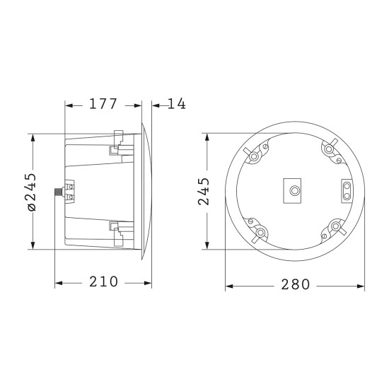GLOBOSTAR® FDB C800T 98013 Χωνευτό Παθητικό Ηχείο Εγκαταστάσεων με Μετασχηματιστή 100V & 8Ω - 50W RMS (100W Peak) - 1 x 8" Inches LF & 1 x 1" Inches HF - IP20 - Λευκό - Μ28 x Π28 x Υ21cm / Q24.5 x 17.7cm - 2 Χρόνια Εγγύηση