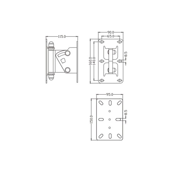 GLOBOSTAR® FDB WB2 98030 Επιτοίχια Ρυθμιζόμενη Βάση για Τοποθέτηση Συστήματος Κολωνάτων Ηχείων - IP20 - Μαύρο - Μ9.5 x Π11.5 x Υ16cm - Σετ 2 Τεμαχίων