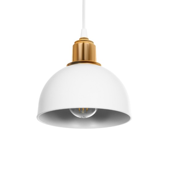 GLOBOSTAR® ΗUT 203-0147 Μοντέρνο Κρεμαστό Φωτιστικό Οροφής με Ντουί 1 x E27 AC 220-240V IP20 - Λευκό & Χρυσό - Μ18 x Π18 x Υ18cm GloboStar® ΗUT 203-0147 Μοντέρνο Κρεμαστό Φωτιστικό Καμπάνα Μονόφωτο 1 x E27 IP20 Λευκό με Χρυσό Πλαστικό - Μ17.5 x Π17.5 x Υ80cm