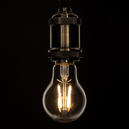 GloboStar® 99006 Λάμπα LED Long Filament E27 A60 Γλόμπος 6W 600lm 360° AC 220-240V IP20 Φ6 x Υ10.5cm Θερμό Λευκό 2700K με Διάφανο Γυαλί - Dimmable - 3 Χρόνια Εγγύηση