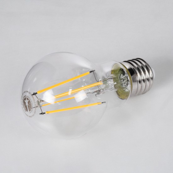GloboStar® 99008 Λάμπα LED Long Filament E27 A60 Γλόμπος 10W 1000lm 360° AC 220-240V IP20 Φ6 x Υ10.5cm Θερμό Λευκό 2700K με Διάφανο Γυαλί - Dimmable - 3 Years Warranty