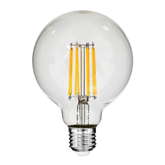 GloboStar® 99011 Λάμπα LED Long Filament E27 G95 Γλόμπος 12W 1200lm 360° AC 220-240V IP20 Φ9.5 x Υ13.5cm Θερμό Λευκό 2700K με Διάφανο Γυαλί - Dimmable - 3 Years Warranty GloboStar® 99011 Λάμπα LED Long Filament E27 G95 Γλόμπος 12W 1200lm 360° AC 220-240V IP20 Φ9.5 x Υ13.5cm Θερμό Λευκό 2700K με Διάφανο Γυαλί - Dimmable - 3 Years Warranty