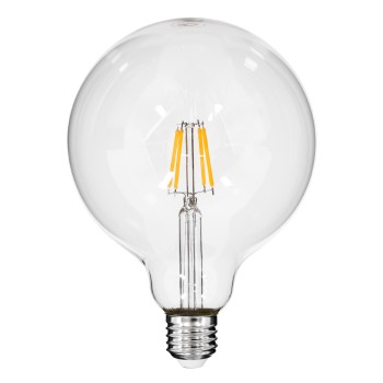 GLOBOSTAR® BUBBLE 99012 Λάμπα E27 G125 LED 4W 400lm 360° AC 220-240V IP20 Θερμό Λευκό 2700K Dimmable - Long Filament Chip - Διάφανο - Μ12.5 x Π12.5 x Υ18cm - 3 Χρόνια Εγγύηση