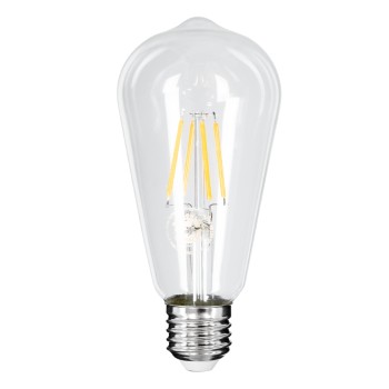 GLOBOSTAR® PEAR 99015 Λάμπα E27 ST64 LED 4W 400lm 360° AC 220-240V IP20 Θερμό Λευκό 2700K Dimmable - Long Filament Chip - Διάφανο - Μ6.4 x Π6.4 x Υ14cm - 3 Χρόνια Εγγύηση