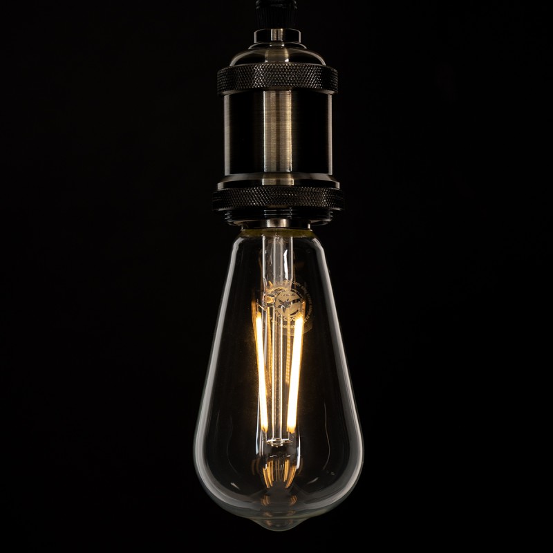 GloboStar® 99016 Λάμπα LED Long Filament E27 ST64 Αχλάδι 8W 800lm 360° AC 220-240V IP20 Φ6.4 x Υ14cm Θερμό Λευκό 2700K με Διάφανο Γυαλί - Dimmable - 3 Years Warranty