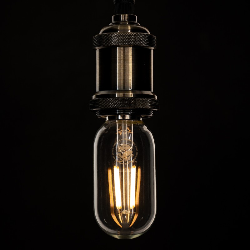 GloboStar® 99018 Λάμπα LED Long Filament E27 T45 Σωλήνας 4W 400lm 360° AC 220-240V IP20 Φ4.5 x Υ11cm Θερμό Λευκό 2700K με Διάφανο Γυαλί - Dimmable - 3 Years Warranty