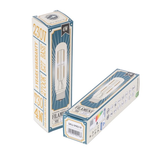 GloboStar® 99019 Λάμπα LED Long Filament E27 T30 Σωλήνας 4W 400lm 360° AC 220-240V IP20 Φ3 x Υ13.5cm Θερμό Λευκό 2700K με Διάφανο Γυαλί - Dimmable - 3 Years Warranty GloboStar® 99019 Λάμπα LED Long Filament E27 T30 Σωλήνας 4W 400lm 360° AC 220-240V IP20 Φ3 x Υ13.5cm Θερμό Λευκό 2700K με Διάφανο Γυαλί - Dimmable - 3 Years Warranty