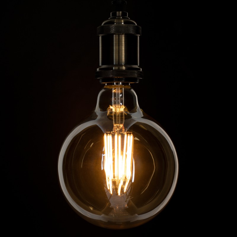 GloboStar® 99044 Λάμπα LED Long Filament E27 G125 Γλόμπος 12W 1080lm 360° AC 220-240V IP20 Φ12.5 x Υ18cm Ultra Θερμό Λευκό 2200K με Μελί Γυαλί - Dimmable - 3 Years Warranty