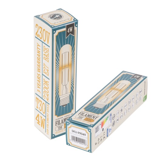 GloboStar® 99049 Λάμπα LED Long Filament E27 T30 Σωλήνας 4W 350lm 360° AC 220-240V IP20 Φ3 x Υ13.5cm Ultra Θερμό Λευκό 2200K με Μελί Γυαλί - Dimmable - 3 Years Warranty GloboStar® 99049 Λάμπα LED Long Filament E27 T30 Σωλήνας 4W 350lm 360° AC 220-240V IP20 Φ3 x Υ13.5cm Ultra Θερμό Λευκό 2200K με Μελί Γυαλί - Dimmable - 3 Years Warranty