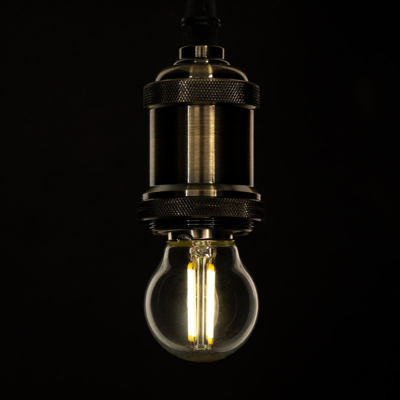 GloboStar® 99052 Λάμπα LED Long Filament E27 G45 Γλομπάκι 6W 660lm 360° AC 220-240V IP20 Φ4.5 x Υ7.5cm Φυσικό Λευκό 4000K με Διάφανο Γυαλί - Dimmable - 3 Years Warranty