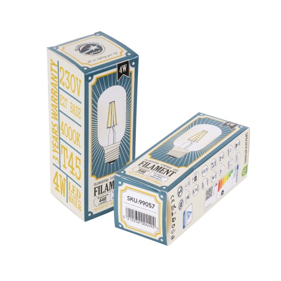 GloboStar® 99057 Λάμπα LED Long Filament E27 T45 Σωλήνας 4W 440lm 360° AC 220-240V IP20 Φ4.5 x Υ11cm Φυσικό Λευκό 4000K με Διάφανο Γυαλί - Dimmable - 3 Years Warranty GloboStar® 99057 Λάμπα LED Long Filament E27 T45 Σωλήνας 4W 440lm 360° AC 220-240V IP20 Φ4.5 x Υ11cm Φυσικό Λευκό 4000K με Διάφανο Γυαλί - Dimmable - 3 Years Warranty