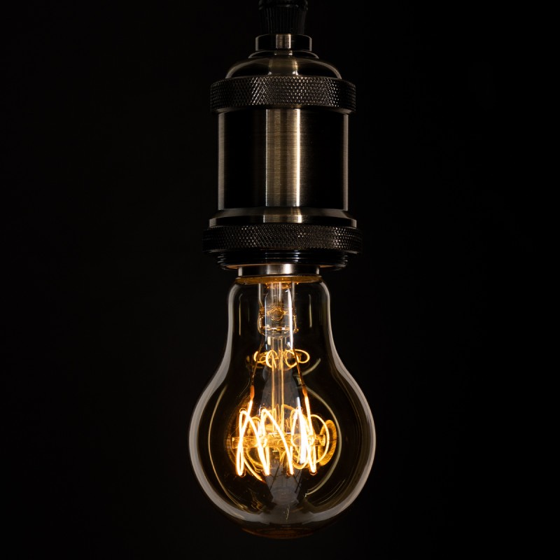 GloboStar® 99059 Λάμπα LED Ultra Thin Soft S Spiral Filament E27 A60 Γλόμπος 4W 280lm 360° AC 220-240V IP20 Φ6 x Υ10.5cm Ultra Θερμό Λευκό 2200K με Μελί Γυαλί - Dimmable - 3 Years Warranty