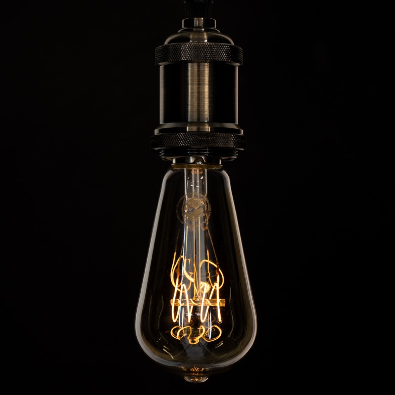 GloboStar® 99082 Λάμπα LED Ultra Thin Soft S Spiral Filament E27 ST64 Αχλάδι 4W 280lm 360° AC 220-240V IP20 Φ6.4 x Υ14cm Ultra Θερμό Λευκό 2200K με Μελί Γυαλί - Dimmable - 3 Years Warranty