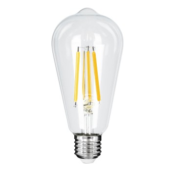 GLOBOSTAR® PEAR 99086 Λάμπα E27 ST64 LED 4W 840lm 360° AC 220-240V IP20 Θερμό Λευκό 2700K - Long Filament Chip - Διάφανο - Μ6.4 x Π6.4 x Υ14.5cm - 3 Χρόνια Εγγύηση
