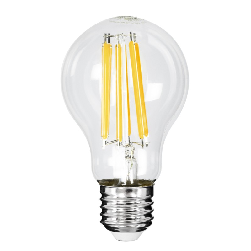 GloboStar® 99087 Λάμπα LED Long Filament E27 A60 Γλόμπος 7W 1470lm 360° AC 220-240V IP20 Φ6 x Υ11cm Θερμό Λευκό 2700K με Διάφανο Γυαλί - Pro Series 210lm/W - A Ενεργειακή Κλάση - 3 Χρόνια Εγγύηση