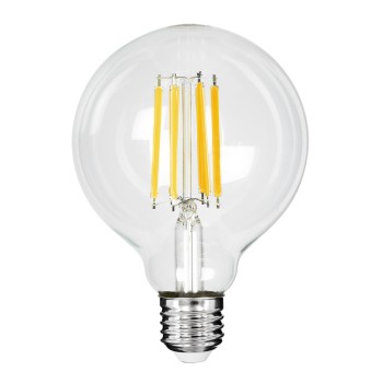GLOBOSTAR® BUBBLE 99088 Λάμπα E27 G95 LED 7W 1470lm 360° AC 220-240V IP20 Θερμό Λευκό 2700K - Long Filament Chip - Διάφανο - Μ9.5 x Π9.5 x Υ13.8cm - 3 Χρόνια Εγγύηση