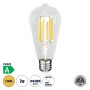 GLOBOSTAR® PEAR 99090 Λάμπα E27 ST64 LED 7W 1470lm 360° AC 220-240V IP20 Θερμό Λευκό 2700K - Long Filament Chip - Διάφανο - Μ6.4 x Π6.4 x Υ14.5cm - 3 Χρόνια Εγγύηση