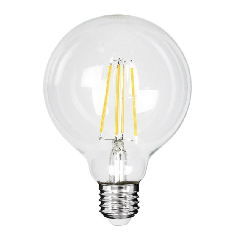 GloboStar® 99092 Λάμπα LED Long Filament E27 G95 Γλόμπος 4W 840lm 360° AC 220-240V IP20 Φ9.5 x Υ13.8cm Φυσικό Λευκό 4000K με Διάφανο Γυαλί - Pro Series 210lm/W - A Ενεργειακή Κλάση - 3 Χρόνια Εγγύηση