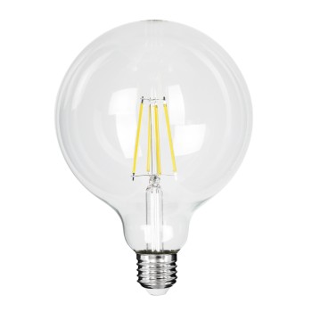 GLOBOSTAR® BUBBLE 99093 Λάμπα E27 G125 LED 4W 840lm 360° AC 220-240V IP20 Φυσικό Λευκό 4500K - Long Filament Chip - Διάφανο - Μ12.5 x Π12.5 x Υ13.8cm - 3 Χρόνια Εγγύηση