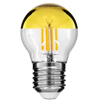 GLOBOSTAR® SPHERE 99106 Λάμπα E27 G45 LED 4W 420lm 320° AC 220-240V IP20 Ultra Θερμό Λευκό 2200K Dimmable - Filament Chip - Διάφανο με Χρυσό Ανεστραμμένο Καθρέπτη - Μ4.5 x Π4.5 x Υ7.7cm - 3 Χρόνια Εγγύηση