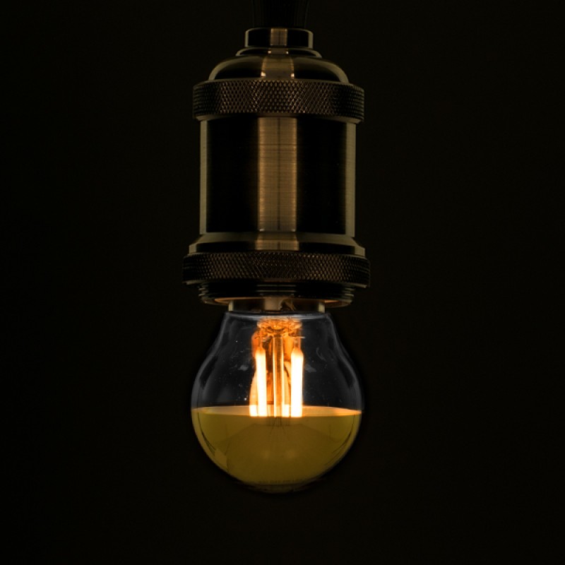 GloboStar® 99106 Λάμπα E27 G45 Γλομπάκι με Ανεστραμμένο Χρυσό Καθρέπτη LED FILAMENT 4W 420 lm 320° AC 85-265V Edison Retro με Διάφανο-Χρυσό Γυαλί Ultra Θερμό Λευκό 2200 K Dimmable